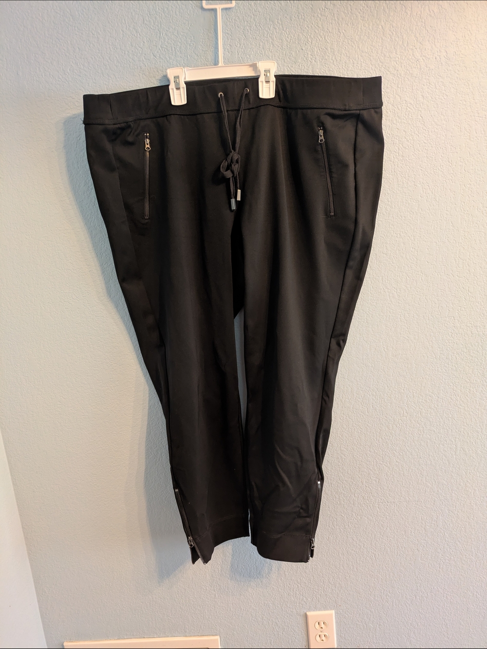 Lane Bryant Black Zip-Detail Drawstring Ankle Pants